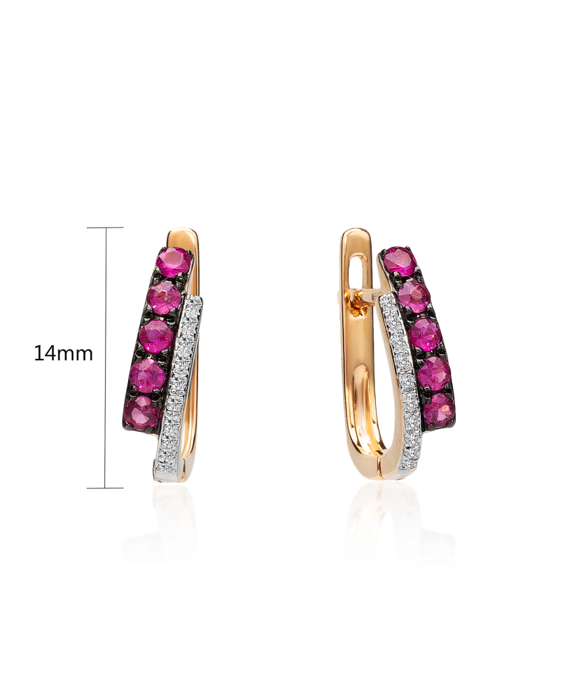 Kuldkõrvarõngad teemantidega ja rubiinidega