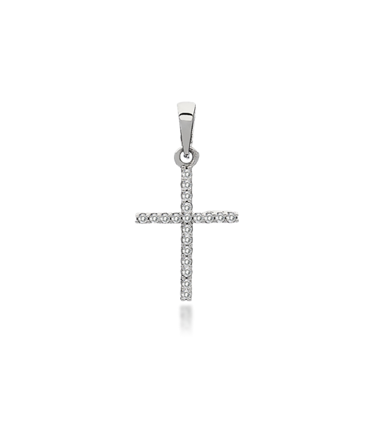 Подвеска из белого золота с цирконами "Крестик"