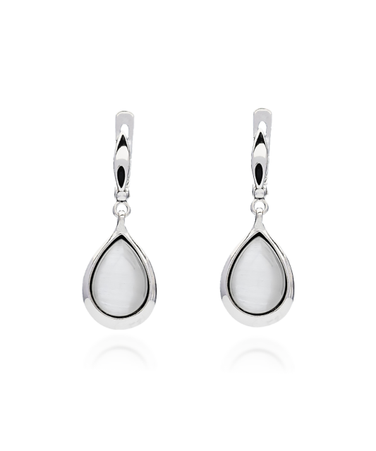 Серьги из серебра с камнем кошачий глаз