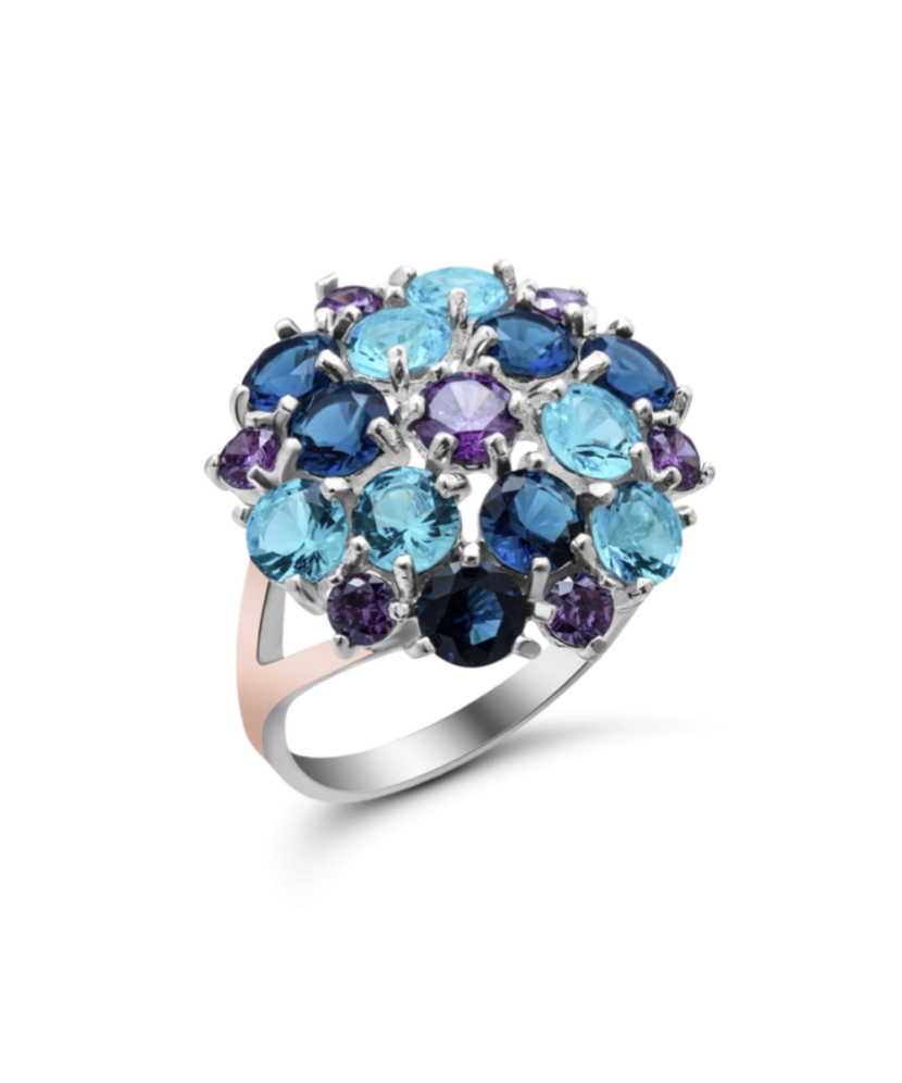 Kullatud hõbesõrmus tsirkoonidega Goldinga GS-01-BRUS-613139