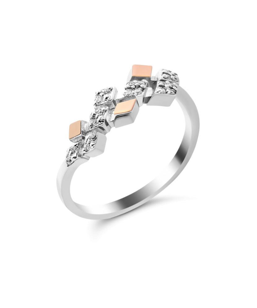 Kullatud hõbesõrmus tsirkoonidega Goldinga GS-01-TWIST-10