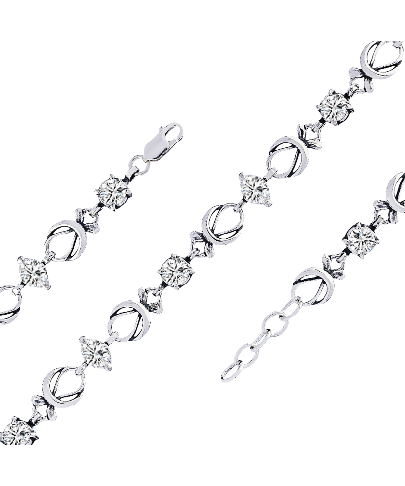 Серебряный браслет с цирконами