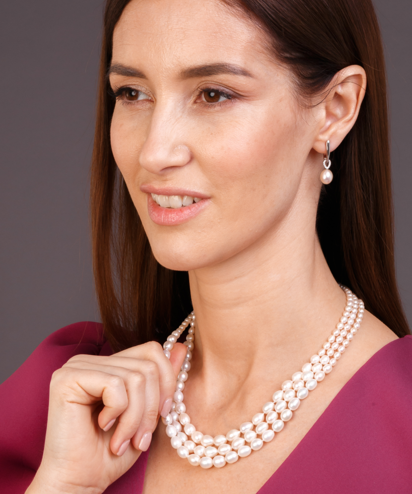 Hõbekõrvarõngad tsirkoonide naturaalsete pärlitega Goldinga SK21231EL-W