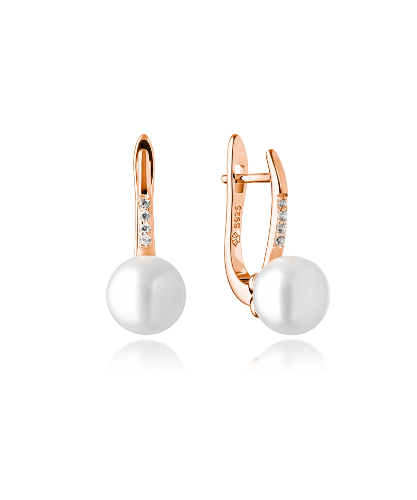 Kullatud hõbekõrvarõngad naturaalse pärliga Goldinga SK21229GEL W