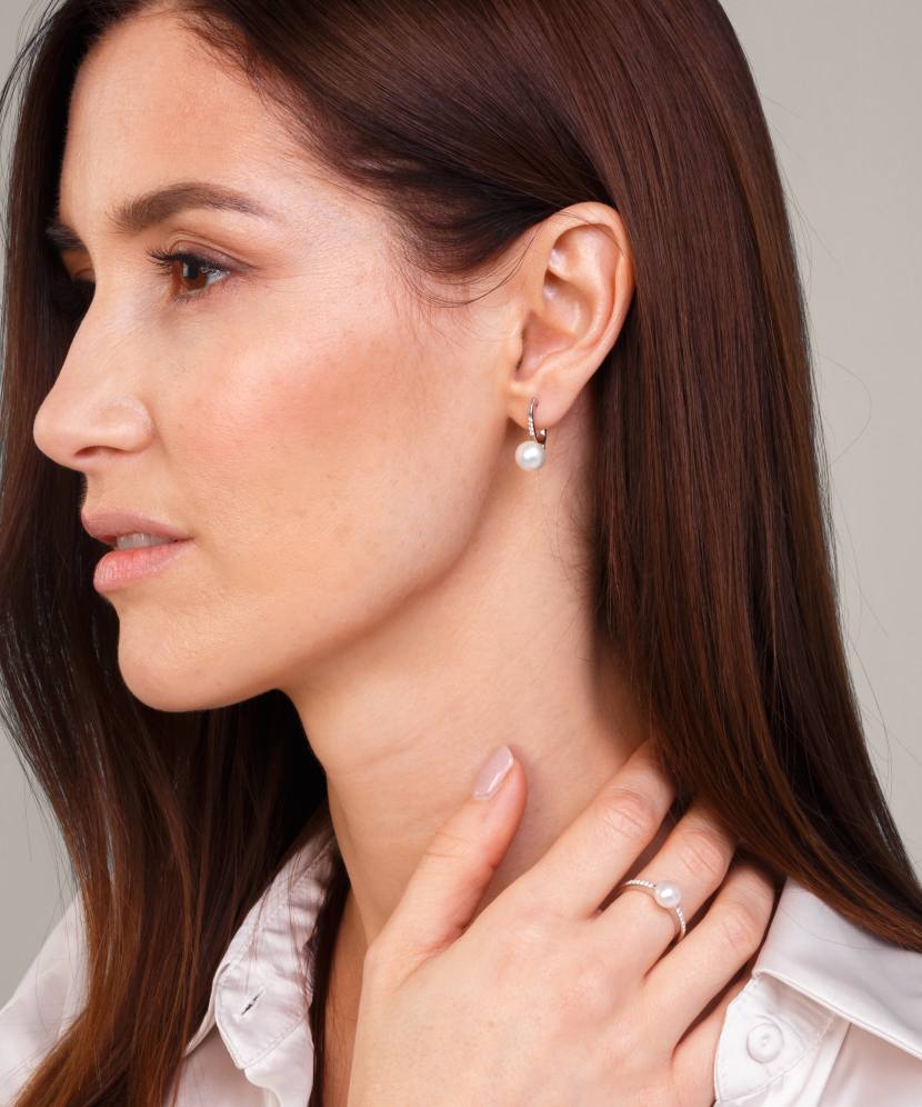 Kullatud hõbekõrvarõngad naturaalse pärliga Goldinga SK21229GEL W