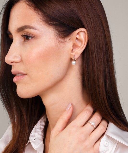 Позолоченные серьги из серебра с натуральным жемчугом