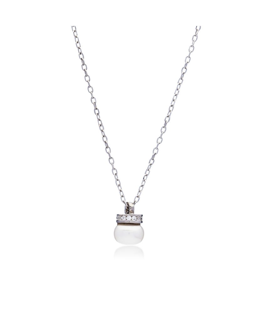 Hõbekett pärlist ripatsi ja tsirkoonidega Goldinga 01496