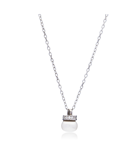 Hõbekett pärlist ripatsi ja tsirkoonidega Goldinga 01496