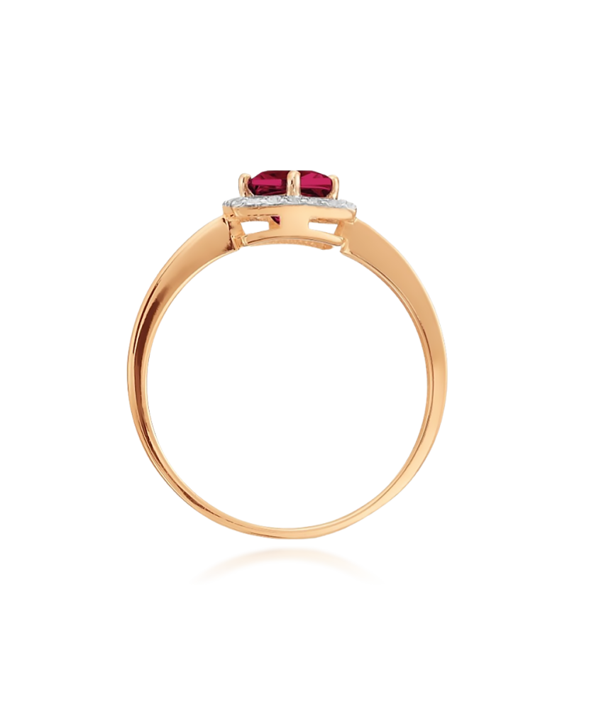 Золотое кольцо с гранатом и цирконами