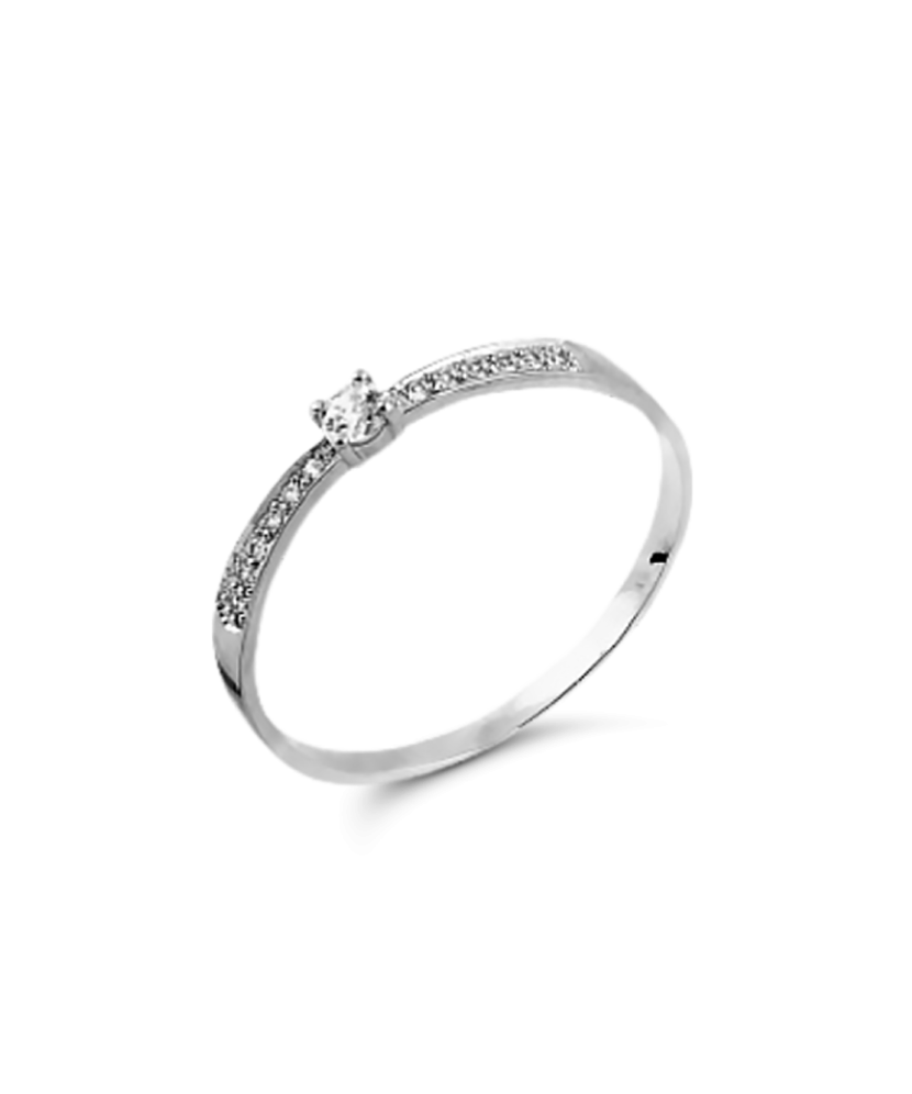 Кольцо из белого золота с цирконами