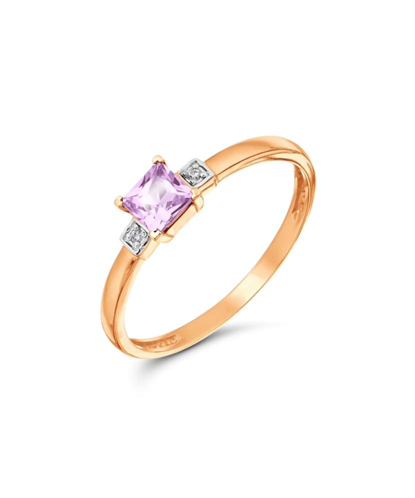 Kuldsõrmus ametüsti ja tsirkoonidega