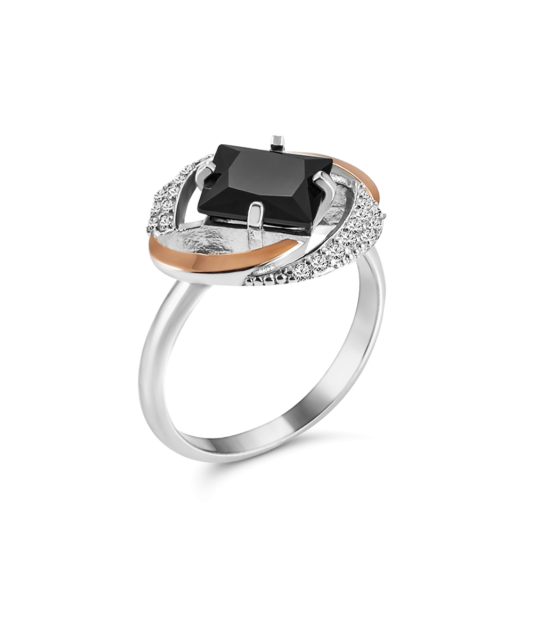 Kullatud hõbesõrmus tsirkoonidega Goldinga GS-01-GEMMA-2010