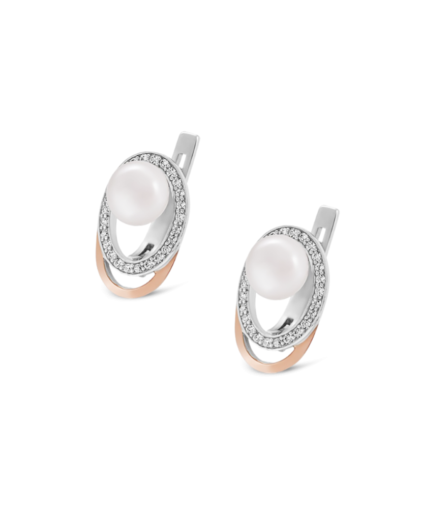 Позолоченные серьги из серебра с жемчугом