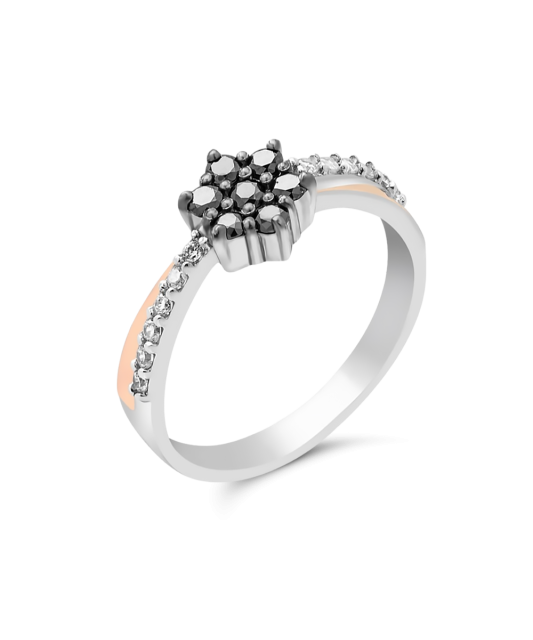 Позолоченное кольцо из серебра с цирконами