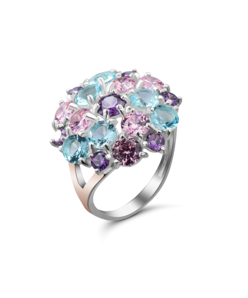 Kullatud hõbesõrmus tsirkoonidega Goldinga GS-01-BRUS-613963