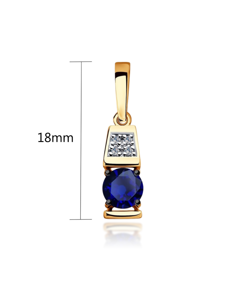 Золотая подвеска с бриллиантами и синим корундом