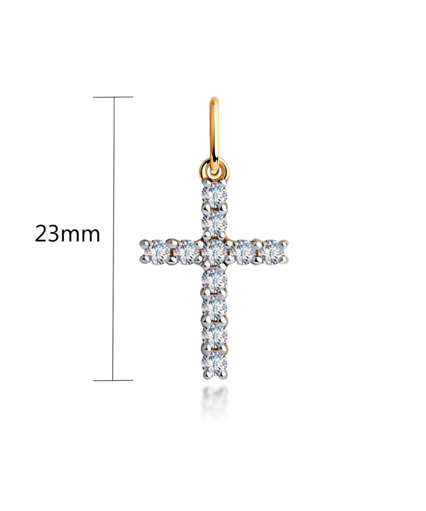 Золотая подвеска с цирконами "Крестик"