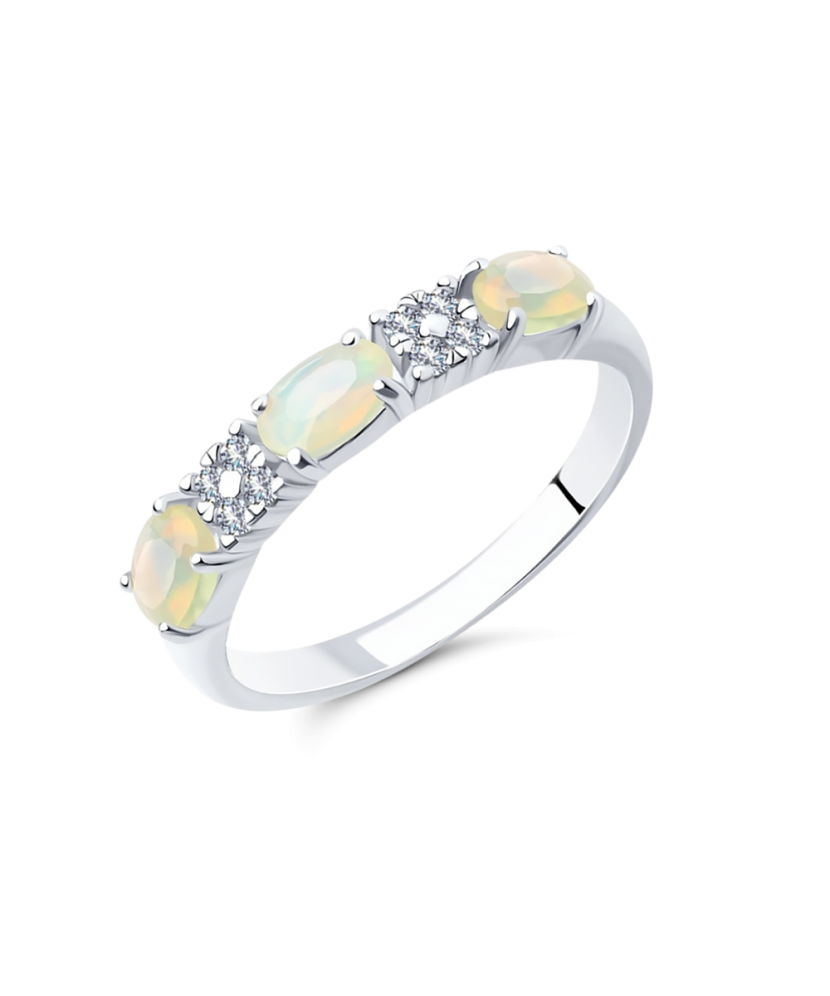 Серебряное кольцо с опалами и цирконами