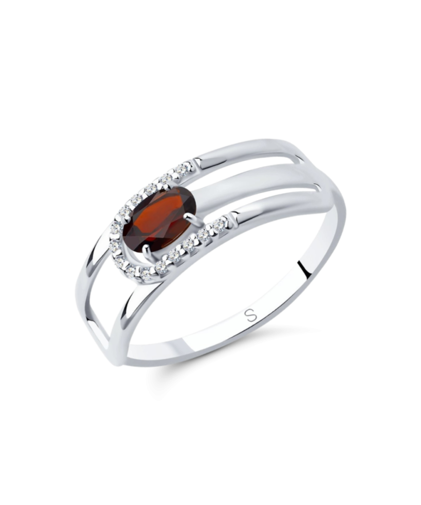 Hõbesõrmus granaadi ja tsirkoonidega Goldinga S92012045