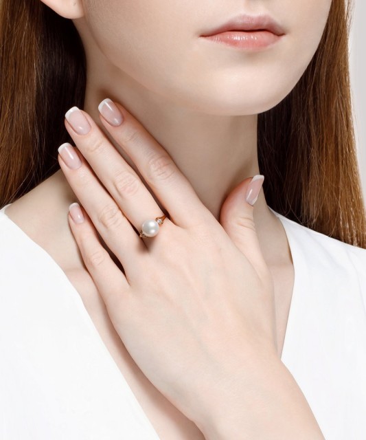 Kuldsõrmus pärli ja tsirkoonidega - Kuldsõrmused - Goldinga