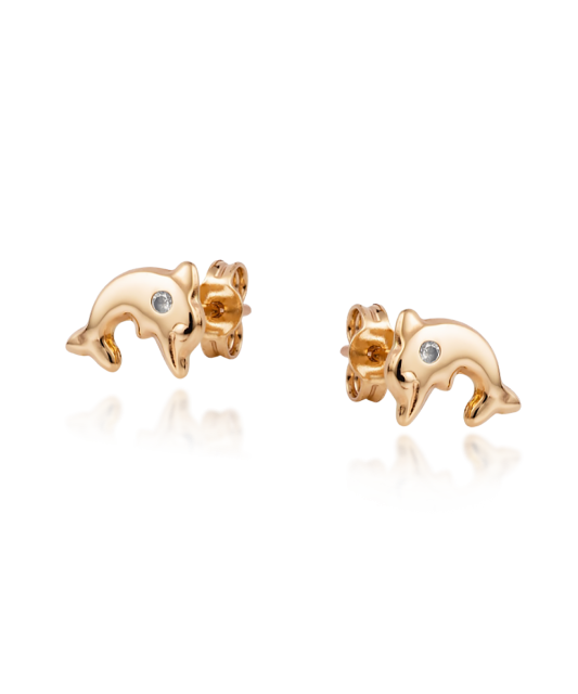 Kuldkõrvarõngad tsirkoonidega "Delfiin" Goldinga XASE8705-II-R-FCZ