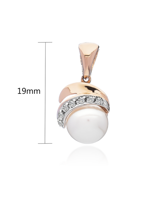 Золотая подвеска с жемчугом и цирконами