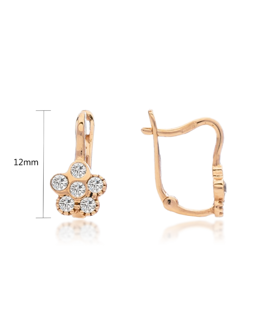 Детские золотые серьги с цирконами "Цветочки"