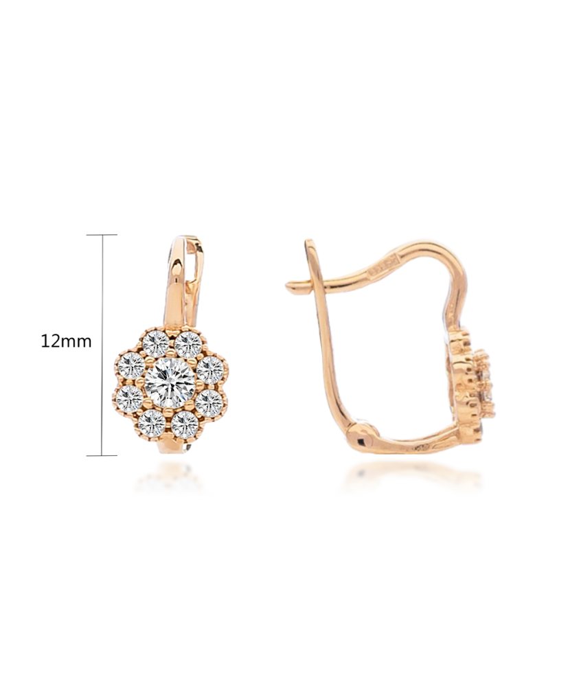 Детские золотые серьги с цирконами "Цветочки"