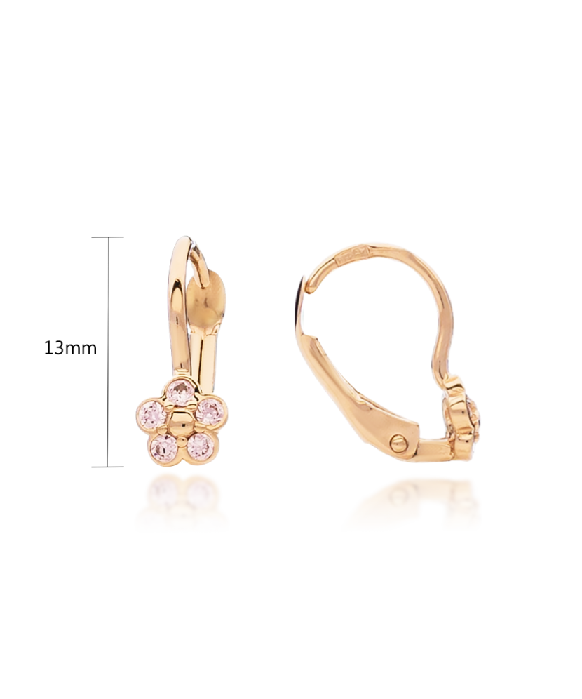 Детские золотые серьги с цирконами "Цветочки"