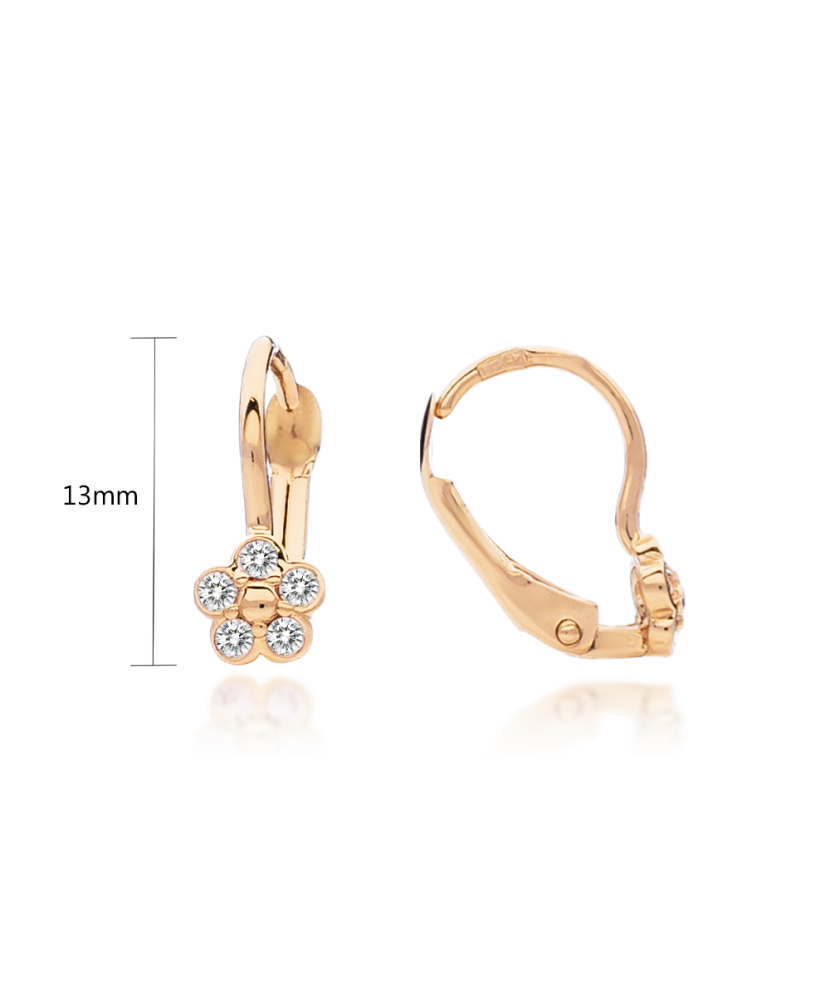 Детские золотые серьги с цирконами "Цветочки"