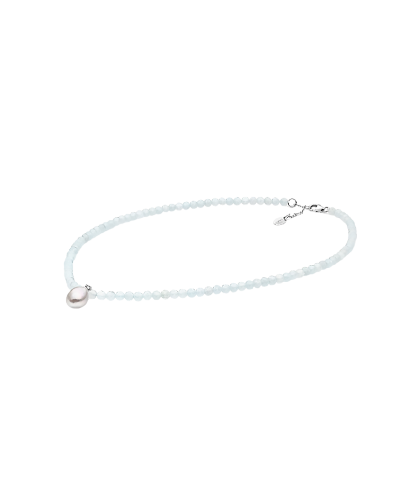 Kaelakee pärli ja akvamariinidega