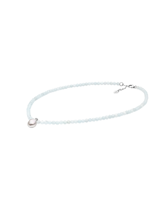 Kaelakee pärli ja akvamariinidega