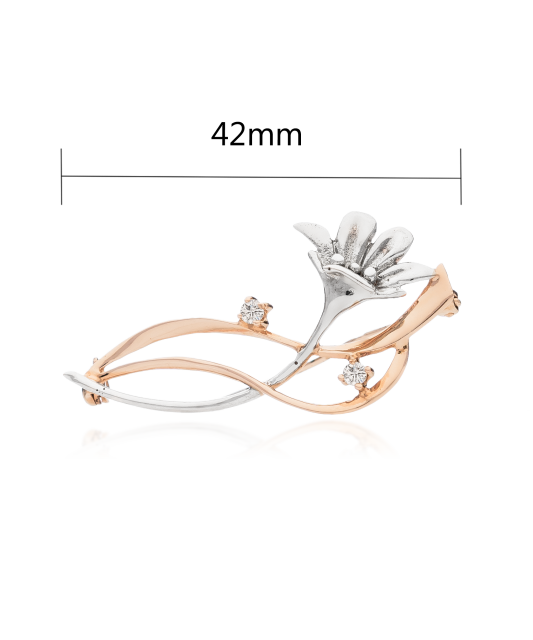 Золотая брошь с цирконами "Цветок"