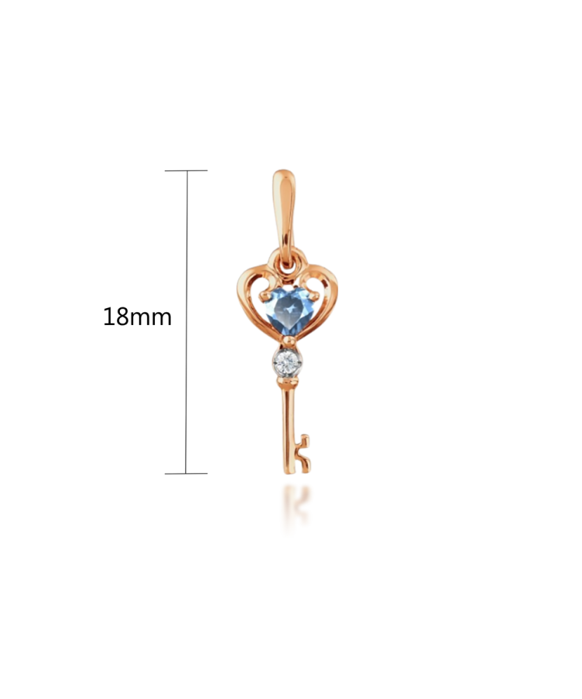 Золотая подвеска с топазом и цирконами "Ключ"