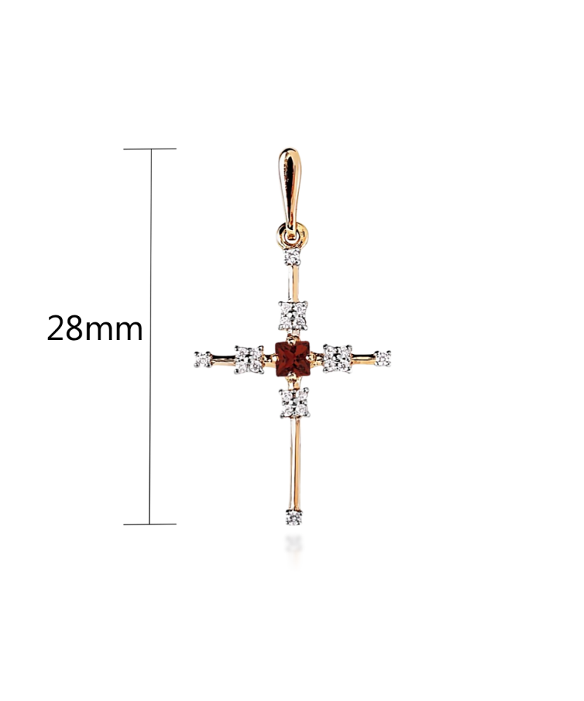 Золотая подвеска с гранатом и цирконами