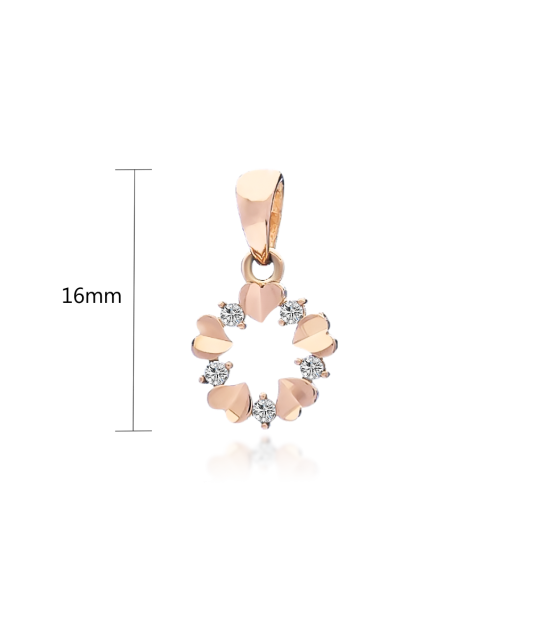 Золотая подвеска с цирконами "Венок из сердечек"