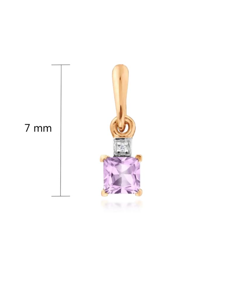 Золотая подвеска с аметистом и цирконами