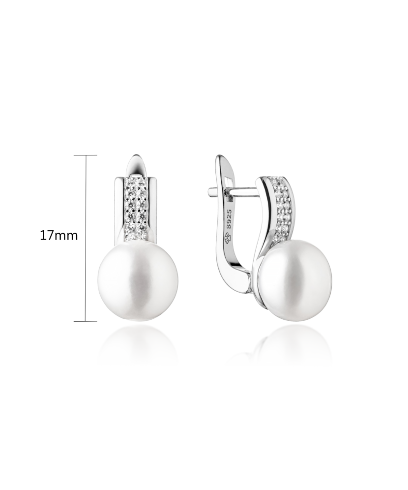 Hõbekõrvarõngad tsirkoonide naturaalsete pärlitega Goldinga SK20464EL-W