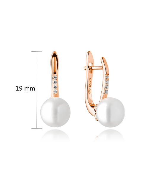 Позолоченные серьги из серебра с натуральным жемчугом