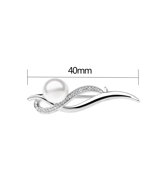 Hõbepross pärli ja tsirkoonidega