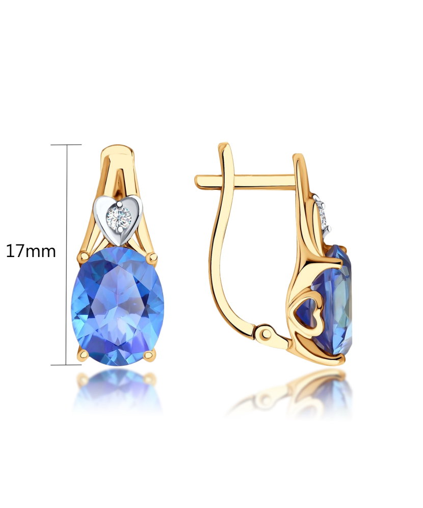 Золотые серьги с топазом и цирконом