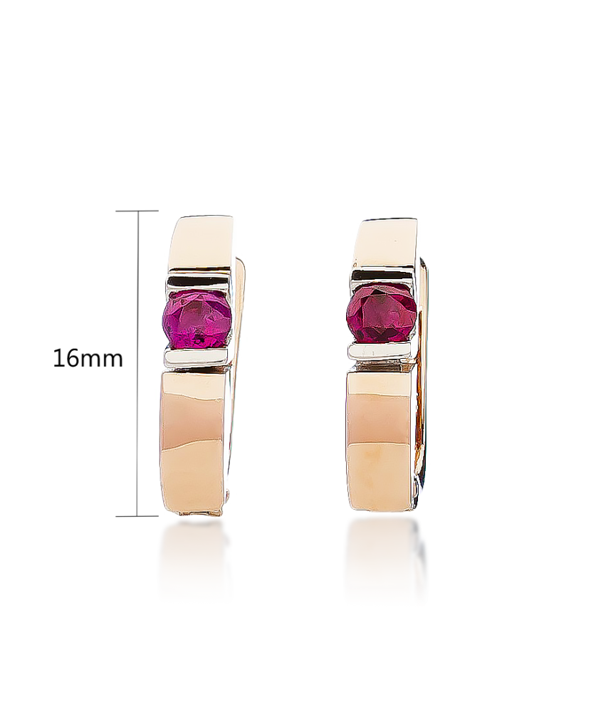 Золотые серьги с рубином