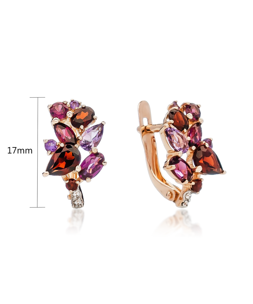 Kuldkõrvarõngad ametüstide ja rodoliitidega Goldinga 00719