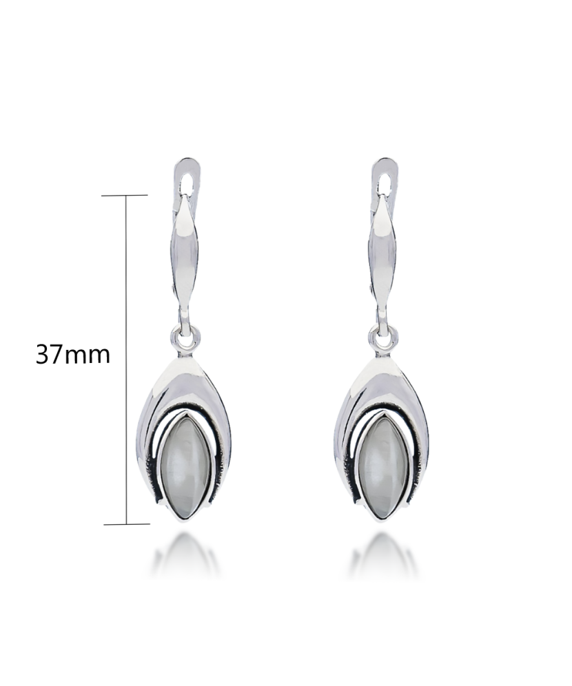 Hõbekõrvarõngad kassisilma kiviga Goldinga A18-KATES