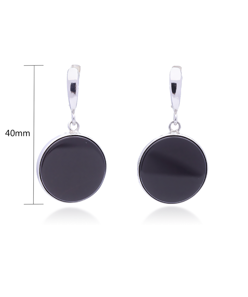 Серьги из серебра с ониксом 20мм