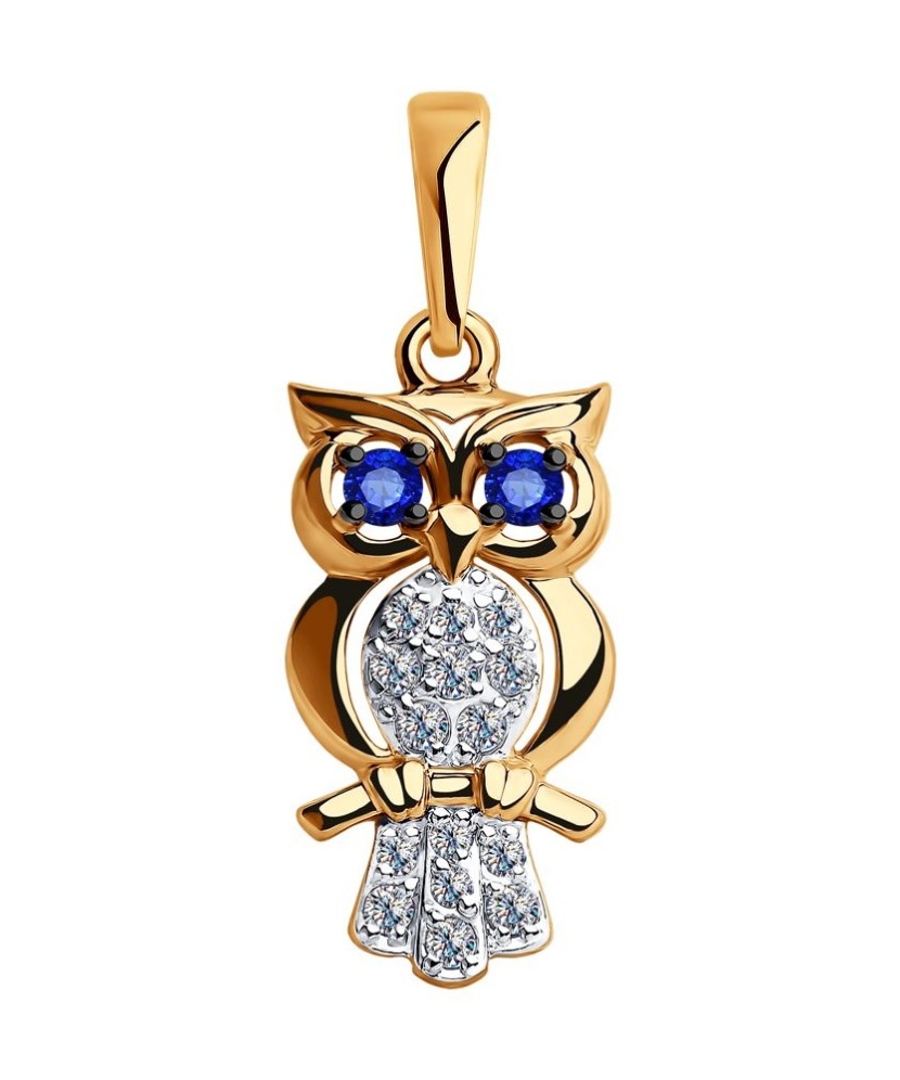 Auksinis pakabukas su cirkoniais "Pelėda" - Auksiniai pakabukai - Goldinga