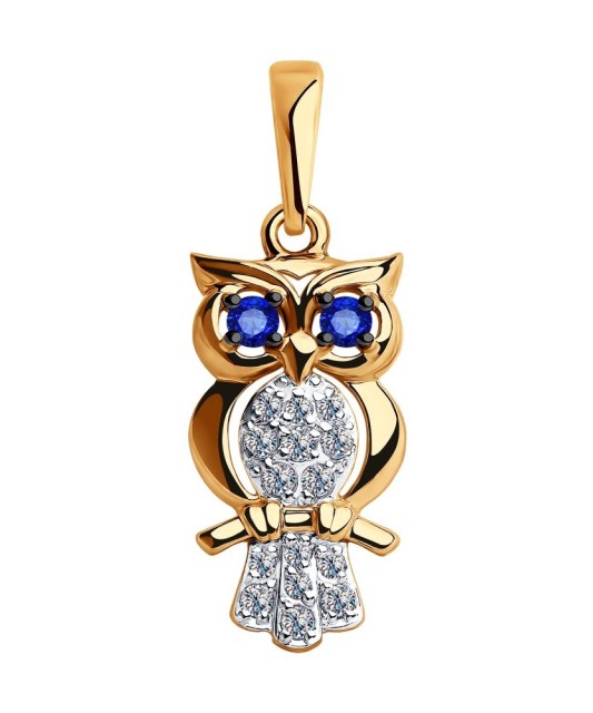 Auksinis pakabukas su cirkoniais "Pelėda" - Auksiniai pakabukai - Goldinga