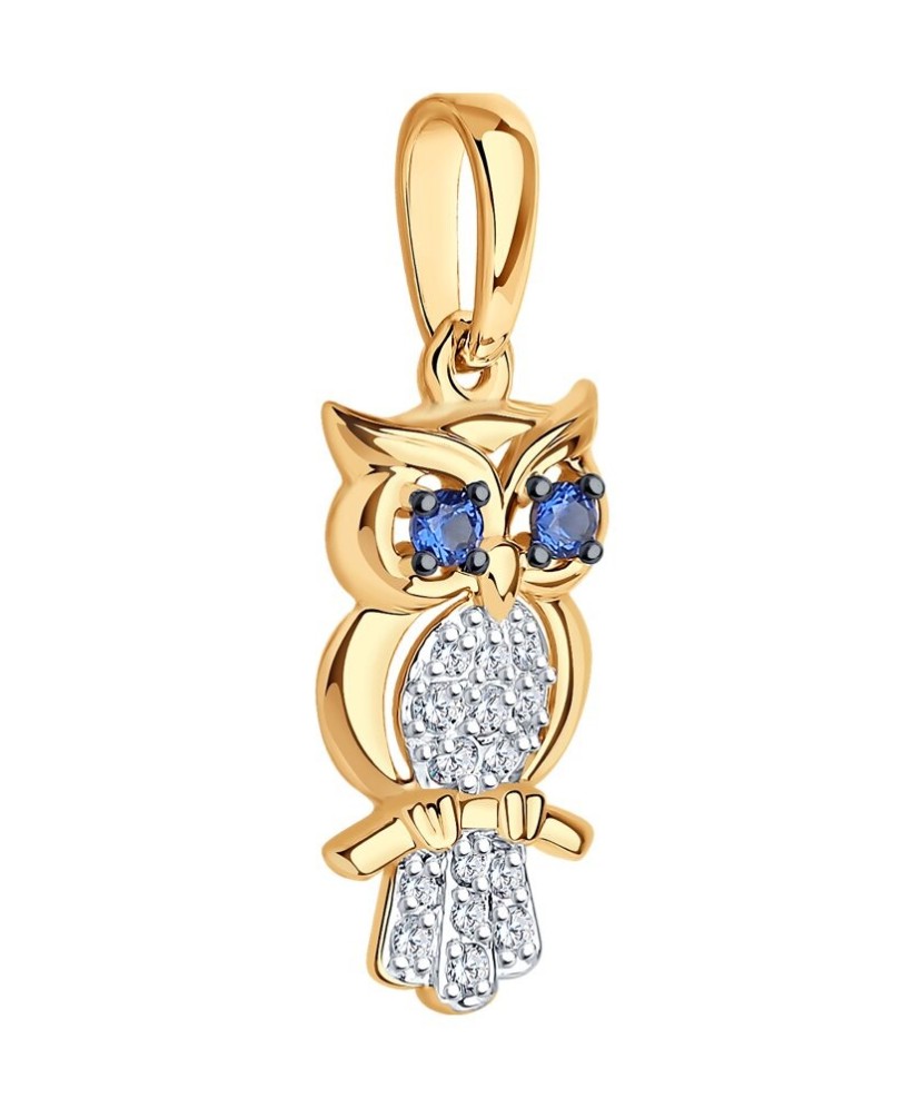 Auksinis pakabukas su cirkoniais "Pelėda" - Auksiniai pakabukai - Goldinga