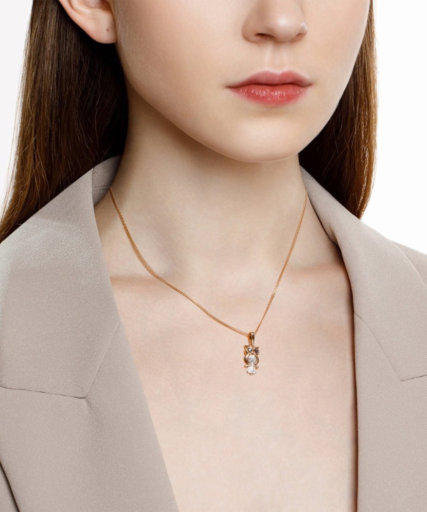 Auksinis pakabukas su cirkoniais "Pelėda" - Auksiniai pakabukai - Goldinga