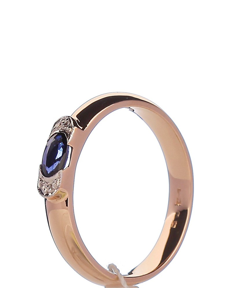 Auksinis Žiedas Su safyru ir briliantais - Auksiniai žiedai - Goldinga